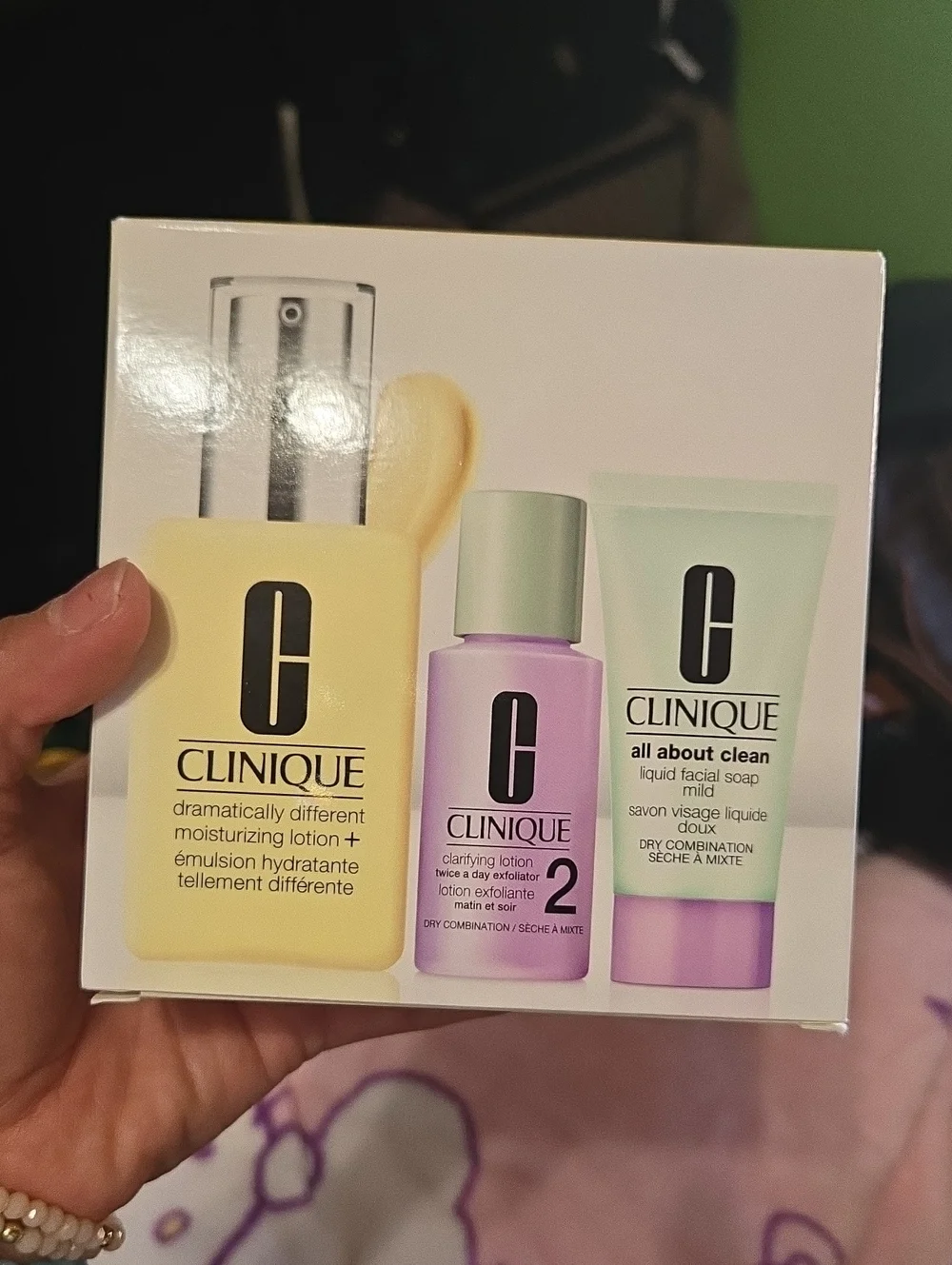 Clinique Trio Set in Yellow, Lavender, Mint
